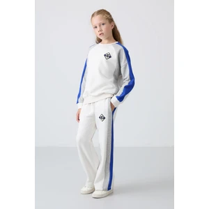 Tommy Life Ekru Pamuklu İçi Tüylü Yumuşak Dokulu Standart Fit Baskılı Kız Çocuk Eşofman Takım - 75165