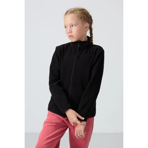 Tommy Life Siyah Kalın Yumuşak Dokulu Standart Fit Nakışlı Polar Kız Çocuk Sweatshirt - 75154