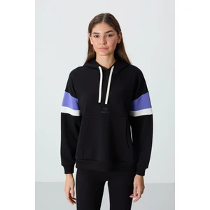Tommy Life Siyah Kompakt Pamuklu Kalın Pürüzsüz Dokulu Kapüşonlu Oversize Fit Kadın Sweatshirt - 97290
