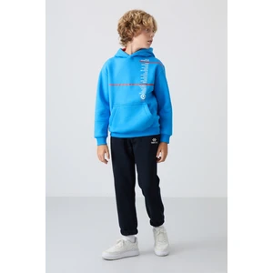 Tommy Life Lacivert Pamuklu Kalın İçi Tüylü Yumuşak Dokulu Standart Fit Baskılı Erkek Çocuk Eşofman Alt - 11225