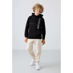 Tommy Life Bej Pamuklu Kalın İçi Tüylü Yumuşak Dokulu Standart Fit Baskılı Erkek Çocuk Eşofman Alt - 11225