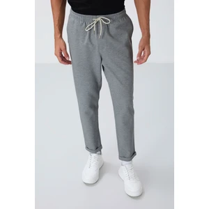 Air Jones Gri Melanj Yüzeyi Dokulu Standart Fit Erkek Eşofman Alt - 82154
