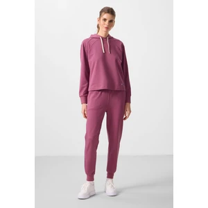 Soft Vişne Kapüşonlu Oversize Kadın Eşofman Takım - 95336