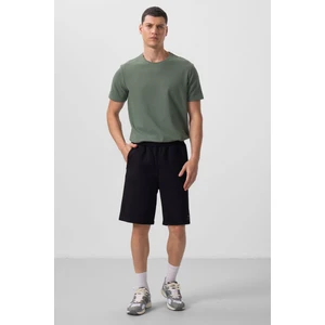 Tommy Life Siyah Yüzeyi Dokulu Oversize Erkek Şort - 81288
