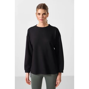 Tommy Life Siyah Yumuşak Dokulu O Yaka Rahat Form Kadın Tunik Sweatshirt - 97305