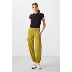 Koyu Hardal Yumuşak Dokulu Cep Detaylı Rahat Form Kadın Pantolon - 94672