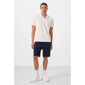 Tommy Life Lacivert Standart Fit Dokuma Hafif Esnek Chino Erkek Şort - 81293