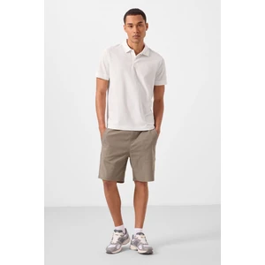 Tommy Life Camel Standart Fit Dokuma Hafif Esnek Chino Erkek Şort - 81292