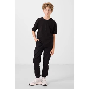 Siyah Standart Fit Dokuma Hafif Esnek Chino Erkek Çocuk Pantolon - 11271