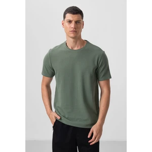 Tommy Life Yeşil Yüzeyi Dokulu Rahat Form Basic Erkek T-Shirt - 88436