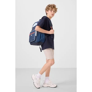 Lacivert-Taş Pamuklu Oversize Fit Dokuma Hafif Esnek Chino Erkek Çocuk Şort Takım - 11278