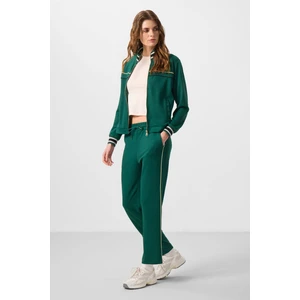 Tommy Life Yeşil Yumuşak Dokulu Triko Dik Yaka Oversize Kadın Eşofman Takım - 95350