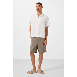 Tommy Life Camel Standart Fit Dokuma Hafif Esnek Chino Erkek Şort - 81293