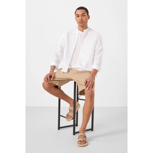 Tommy Life Koyu Bej Standart Fit Dokuma Hafif Esnek Chino Erkek Şort - 81289