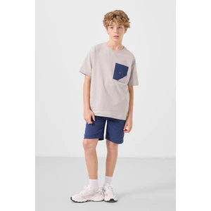 Taş-Parlament Pamuklu Oversize Fit Dokuma Hafif Esnek Chino Erkek Çocuk Şort Takım - 11278