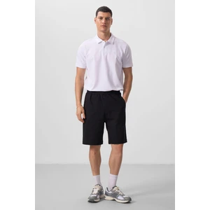 Siyah Standart Fit Dokuma Hafif Esnek Chino Erkek Şort - 81290