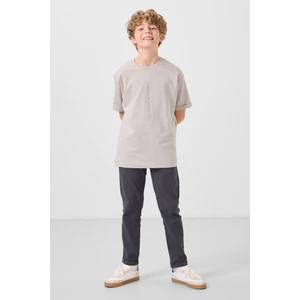 Gri Standart Fit Dokuma Hafif Esnek Chino Erkek Çocuk Pantolon - 11272