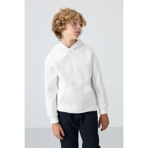 Tommy Life Ekru Pamuklu Kalın İçi Tüylü Yumuşak Dokulu Standart Fit Baskılı Erkek Çocuk Sweatshirt - 11215