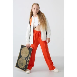 Tommy Life Portakal Cepli Ön Dikiş Detaylı Geniş Paça Kız Çocuk Eşofman Altı -75144