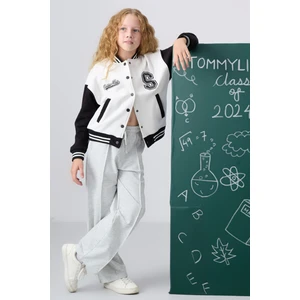 Tommy Life Kar Melanj Cepli Ön Dikiş Detaylı Geniş Paça Kız Çocuk Eşofman Altı -75144
