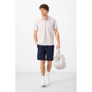 Tommy Life Lacivert Standart Fit Dokuma Hafif Esnek Chino Erkek Şort - 81292