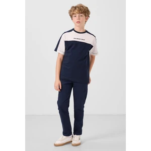 Lacivert Standart Fit Dokuma Hafif Esnek Chino Erkek Çocuk Pantolon - 11272