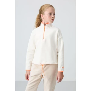 Tommy Life Ekru Kalın Yumuşak Dokulu Standart Fit Nakışlı Polar Kız Çocuk Sweatshirt - 75151