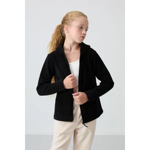 Tommy Life Siyah Kalın Yumuşak Dokulu Standart Fit Nakışlı Polar Kız Çocuk Sweatshirt - 75152