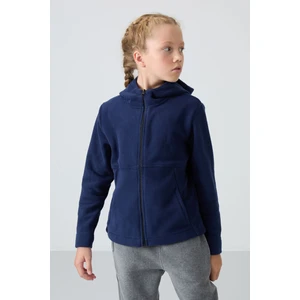 Tommy Life İndigo Kalın Yumuşak Dokulu Standart Fit Nakışlı Polar Kız Çocuk Sweatshirt - 75152