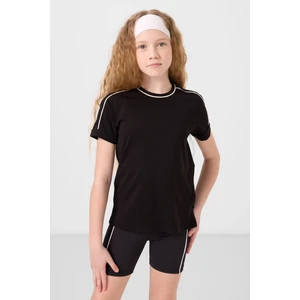 Siyah Pamuklu O Yaka Standart Fit Basic Kız Çocuk T-Shirt - 75177