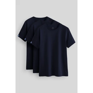 Standart Fit Basic O Yaka  3lü Paket Lacivert Erkek T-Shirt  87911
