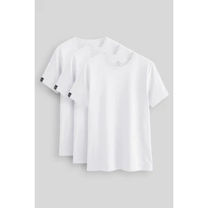 Standart Fit Basic O Yaka  3lü Paket Beyaz Erkek T-Shirt  87911