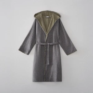 Muna Erkek Bornoz %100 Organik Pamuk Inject Yeşil-Antrasit