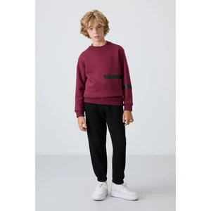 Tommy Life Siyah Pamuklu Kalın İçi Tüylü Yumuşak Dokulu Standart Fit Baskılı Erkek Çocuk Eşofman Alt - 11225