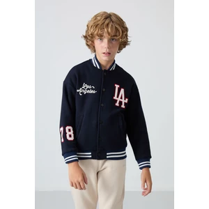 Tommy Life Lacivert Pamuklu Kalın İçi Tüylü Yumuşak Dokulu Standart Fit Nakışlı Erkek Çocuk Kolej Ceket - 11258