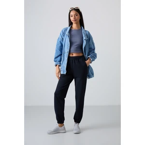 Tommy Life Tommy Life  Lacivert Kadın Cepli Yüksek Bel Standart Kalıp Lastik Paça Eşofman Alt-94583