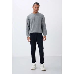 Tommy Life Lacivert Fermuar Cepli Standart Kalıp Jogger Erkek Eşofman Alt - 84651