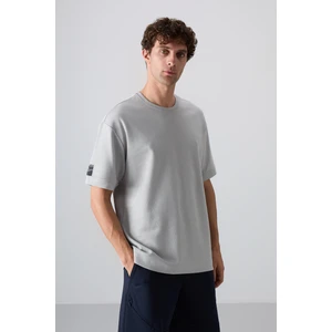 Tommy Life Taş Pamuklu Kalın Yüzeyi Dokulu Oversize Fit Basic Erkek T-Shirt - 88339