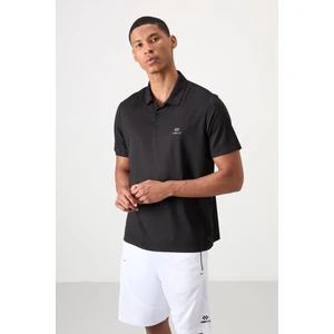 Tommy Life Siyah Logo Baskılı Standart Kalıp Polo Yaka Aktif Spor Erkek T-Shirt - 88252
