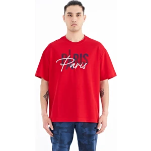 Tommy Life Tommy Life  Kırmızı Yazı Nakışlı O Yaka Oversize Erkek T-Shirt - 88223