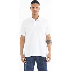 Tommy Life Beyaz Polo Yaka Logo Nakışlı Standart Form Erkek T-shirt - 88237