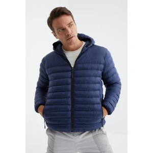 Tommy Life  Lacivert  Fermuarlı Standart Kalıp Soğuğa Dayanıklı Erkek Şişme Mont - 88167