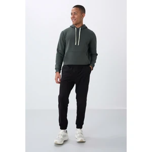 Tommy Life Siyah Gizli Fermuarlı Rahat Form Jogger Polar Erkek Eşofman Alt - 84866