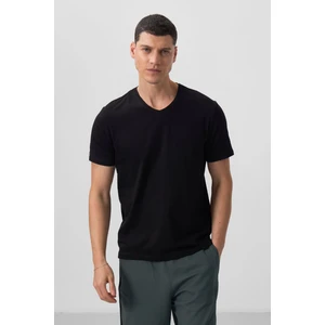 Tommy Life Siyah Basic Kısa Kol Standart Kalıp V Yaka Erkek T-Shirt - 87912