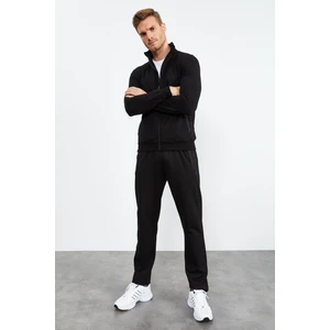 Tommy Life Tommy Life  Siyah-Siyah Erkek Dik Yaka Fermuarlı Standart Kalıp Klasik Paça Eşofman Takımı-85152