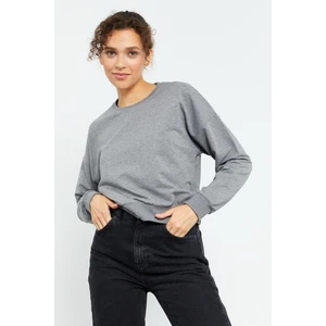 Tommy Life Tommy Life  Gri Melanj Kadın Basic Rahat Form O Yaka Kadın Sweatshirt-97114