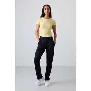 Tommy Life Lacivert Gizli Fermuar Cepli Rahat Form Klasik Paça Kadın Eşofman Alt - 94148
