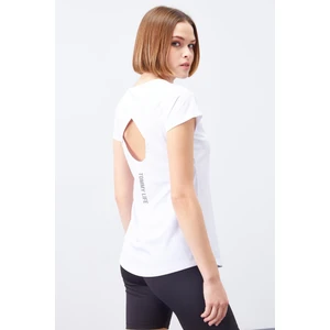 Tommy Life Beyaz Kadın Sırt Pencereli Kısa Kol Standart Kalıp O Yaka T-Shirt - 97101