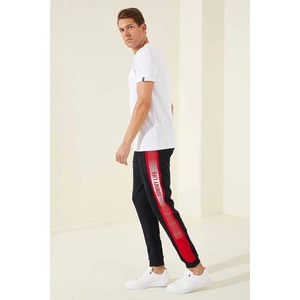 Tommy Life Tommy Life  Lacivert-Kırmızı Erkek Fermuar Cepli Baskılı Standart Kalıp Jogger Eşofman Alt-84657