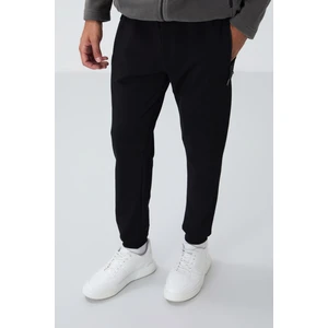 Tommy Life Siyah Fermuar Cepli Standart Kalıp Jogger Erkek Eşofman Alt - 84651
